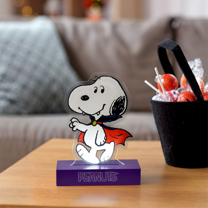 Peanuts Dracula Snoopy LED Illuminated Halloween Tabletop Light Decor, 6 Inch