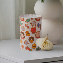 Load image into Gallery viewer, Peanuts Holiday Gingerbread Flameless LED Glass Holiday Pillar Candle, 4 x 6 Inch
