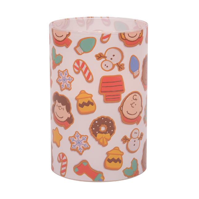 Peanuts Holiday Gingerbread Flameless LED Glass Holiday Pillar Candle, 4 x 6 Inch