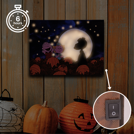 Peanuts "It's the Great Pumpkin" LED and Fiber Optic Pumpkin Patch Canvas Wall Art, 12 x 16 Inch