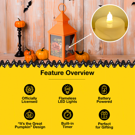 Peanuts "It's The Great Pumpkin" LED Flameless Halloween Lantern, 9.5 Inch