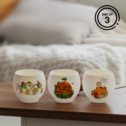 Peanuts "It's The Great Pumpkin" Round Glass Votives, 3 Inch (Set of 3)