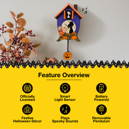 Peanuts Gang "It's The Great Pumpkin" Halloween Cuckoo Clock, 17 Inch