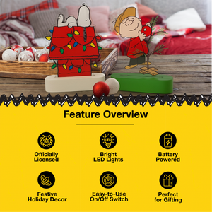 Peanuts Holiday LED Illuminated Tabletop Lights, Snoopy's Decorated Doghouse and Charlie Brown's Christmas Tree, 6 Inch (Set of 2)