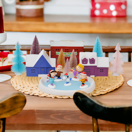 Peanuts Gang Ice Skating Porcelain Holiday Village and Trees (Set of 16)