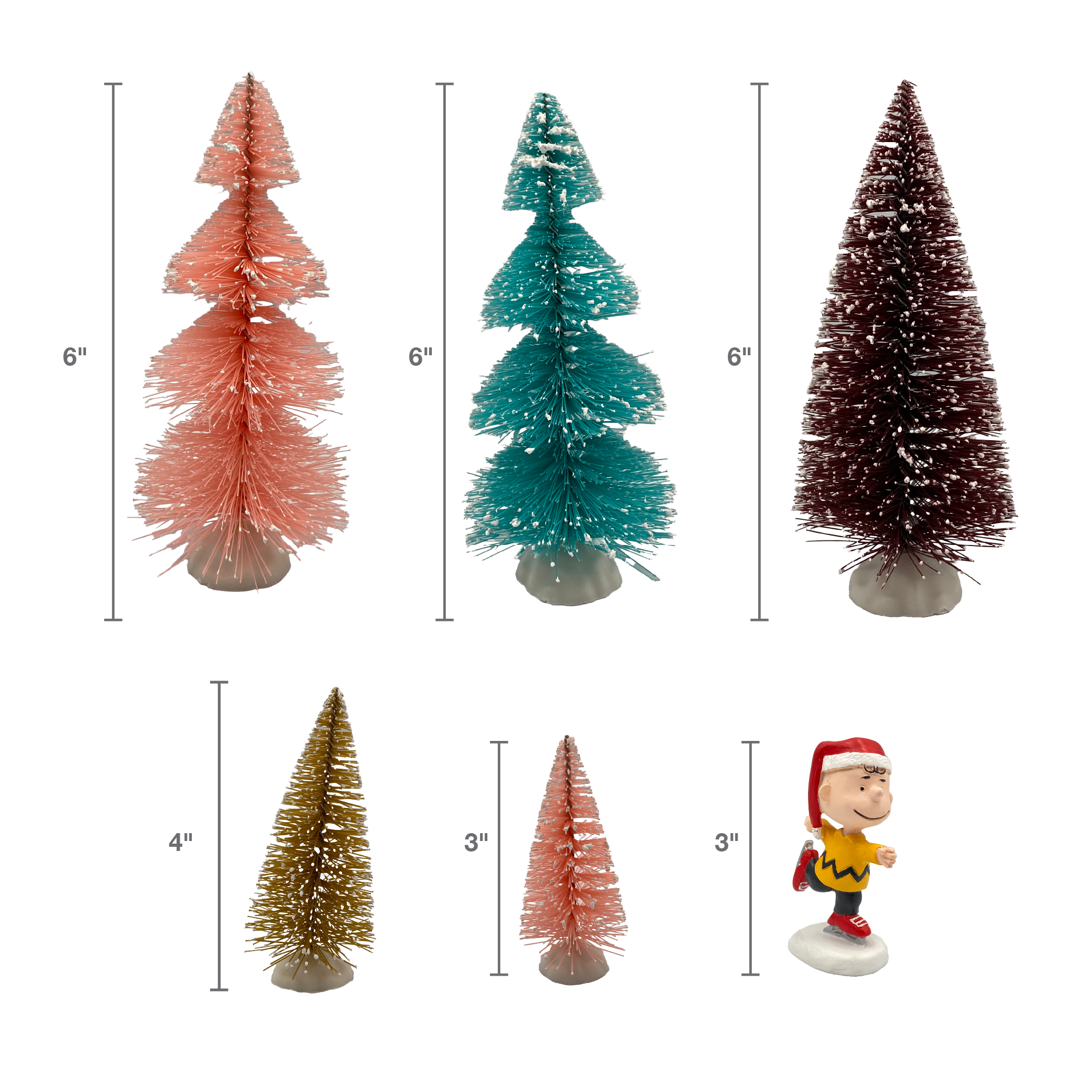 Peanuts Gang Ice Skating Porcelain Holiday Village and Trees (Set of 16)