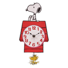 Peanuts Snoopy's Dog House with Woodstock Pendulum Pal Wall Clock, 12 Inch