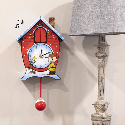 Peanuts Christmas Cuckoo Clock, Red, 17 Inch