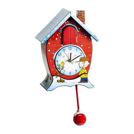 Peanuts Christmas Cuckoo Clock, Red, 17 Inch