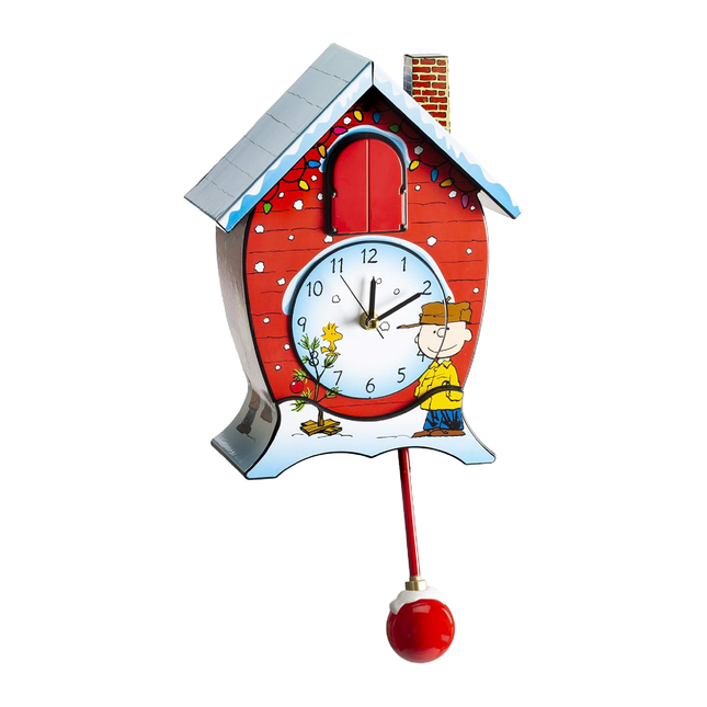 Peanuts Christmas Cuckoo Clock, Red, 17 Inch