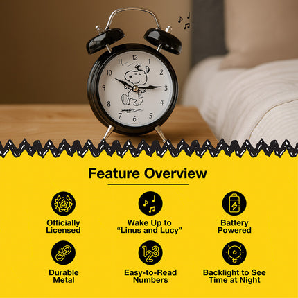 Peanuts The Original Snoopy Wacky Waker Alarm Clock, 6 Inch