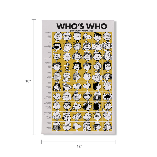 Peanuts Who's Who Characters LED Wrapped Canvas Wall Art, 16 x 12 Inch