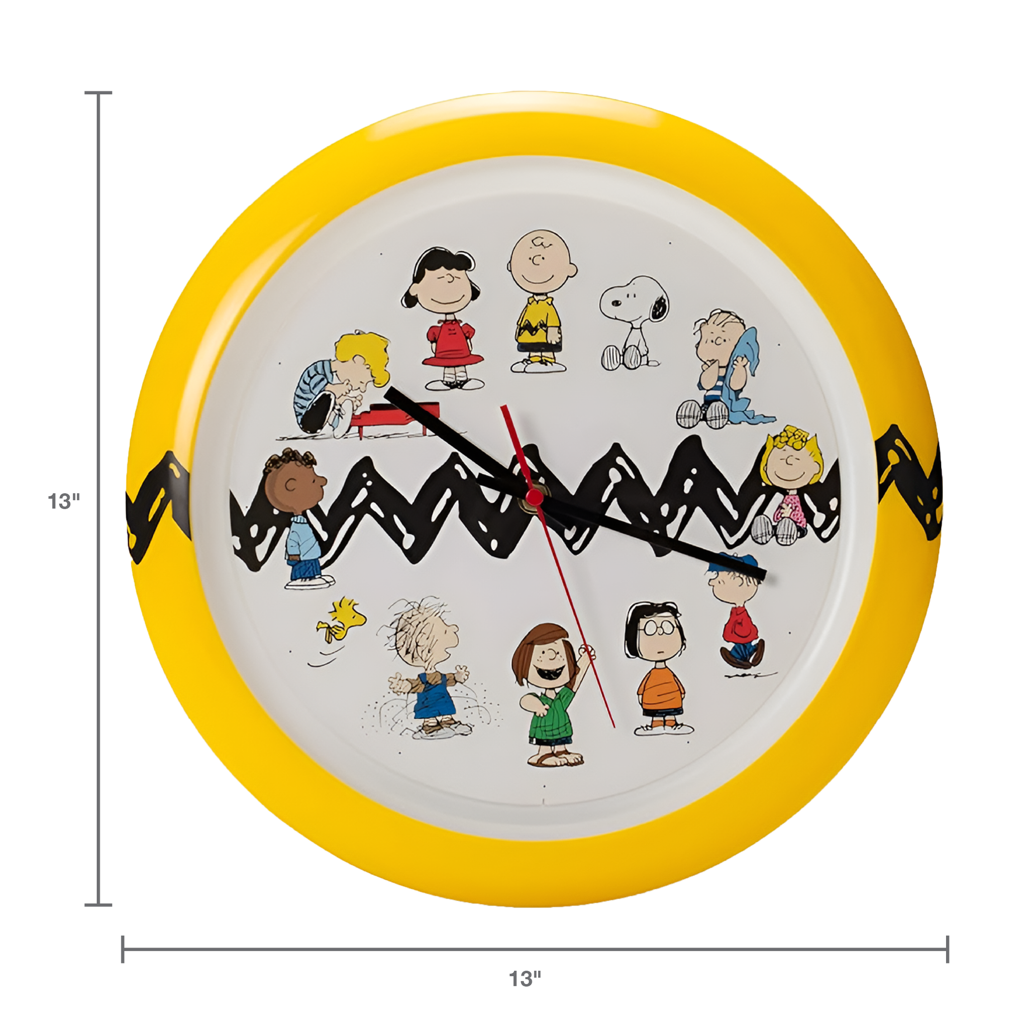 Peanuts Characters Zig Zag Wall Clock, 13 Inch