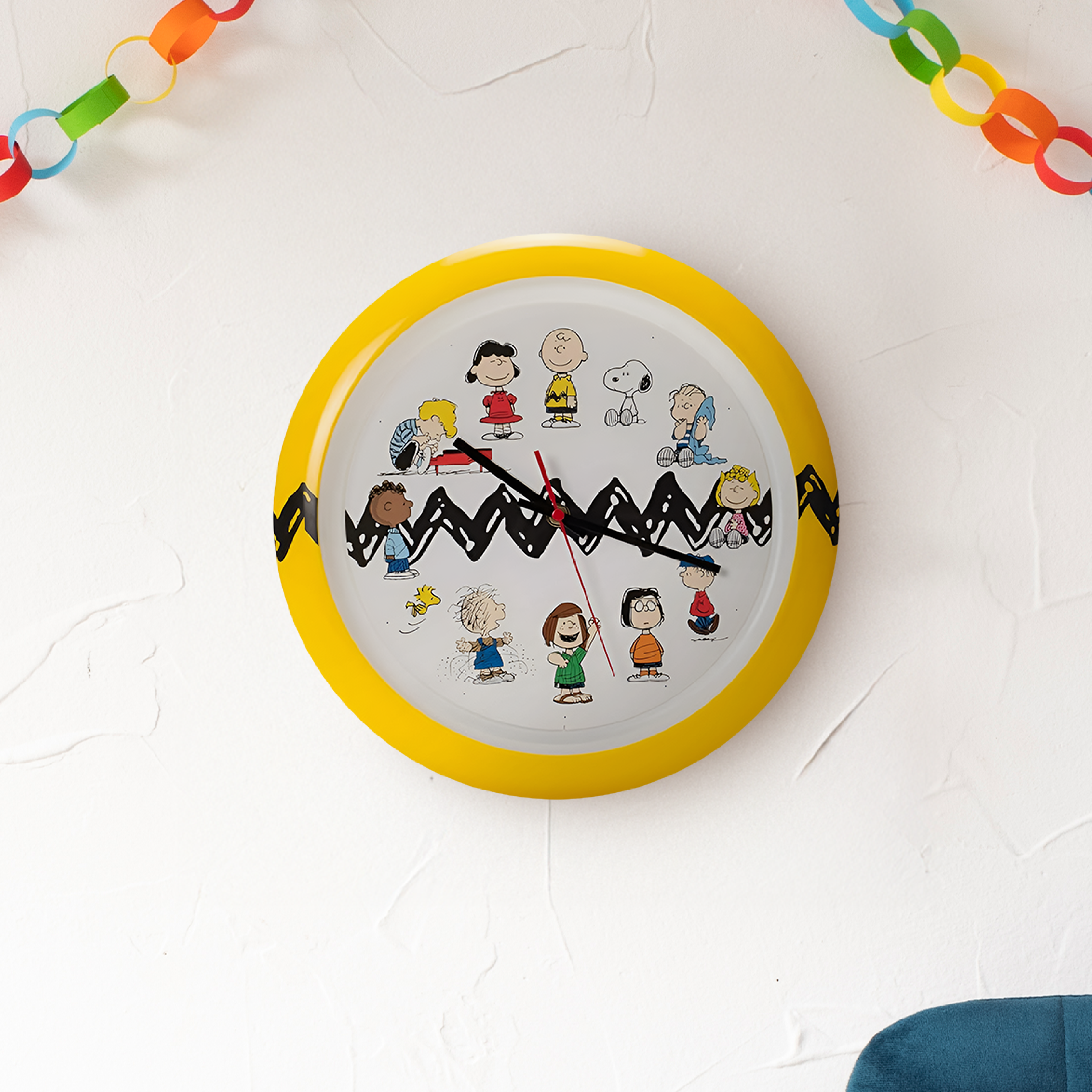 Peanuts Characters Zig Zag Wall Clock, 13 Inch