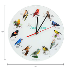 Load image into Gallery viewer, Audubon Songbird Glass Round Wall Clock, 12 Inch
