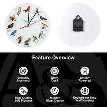 Load image into Gallery viewer, Audubon Songbird Glass Round Wall Clock, 12 Inch

