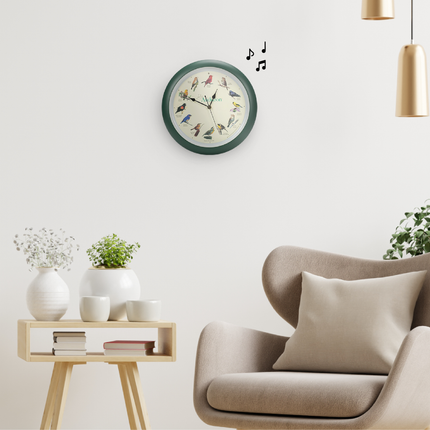 Audubon Society Singing Bird Clock, 13 Inch, Green
