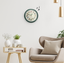Load image into Gallery viewer, Audubon Society Singing Bird Clock, 13 Inch, Green
