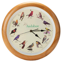 Audubon Society Singing Bird Clock, 13 Inch, Premium Oak