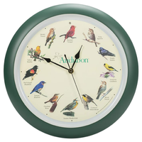 Audubon Society Singing Bird Clock, 13 Inch, Green