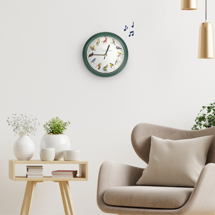 Audubon Society Singing Bird Clock, 8 Inch, Green