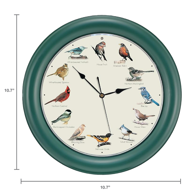 The Original Singing Bird Clock, 10.7 Inch, Green