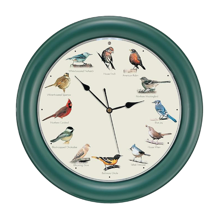 The Original Singing Bird Clock, 10.7 Inch, Green