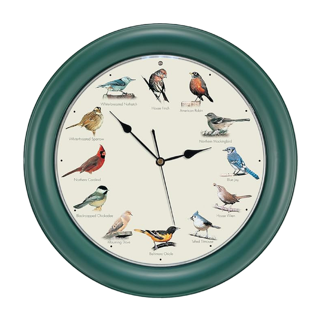 The Original Singing Bird Clock, 10.7 Inch, Green