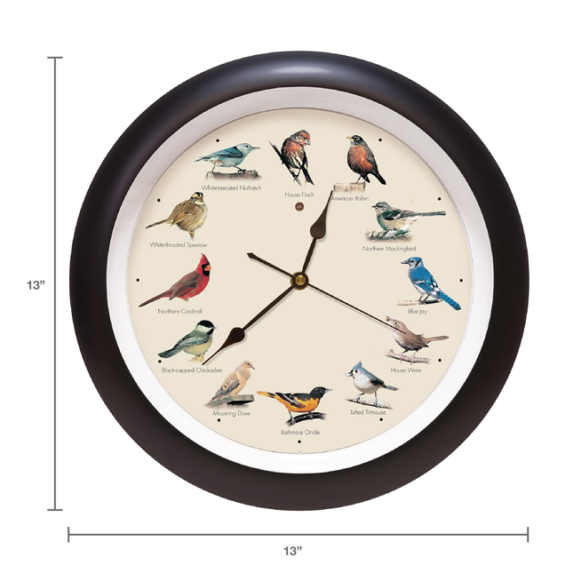 The Original Singing Bird Wall Clock, 13 Inch, Black