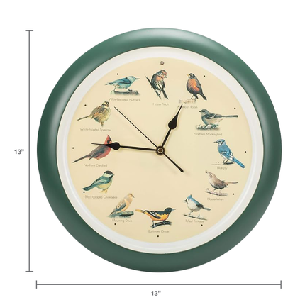 The Original Singing Bird Wall Clock, 13 Inch, Green