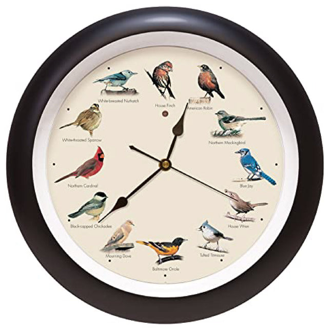 The Original Singing Bird Wall Clock, 13 Inch, Black