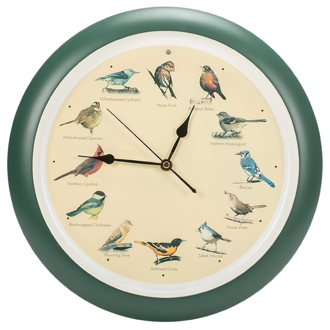 The Original Singing Bird Wall Clock, 13 Inch, Green