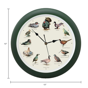 Singing Wild Game Birds of North America Wall Clock, 13 Inch, Green