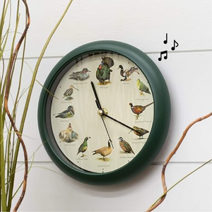 Singing Wild Game Birds of North America Clock, 8 Inch, Green