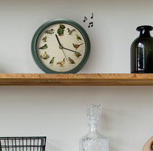 Load image into Gallery viewer, Singing Wild Game Birds of North America Clock, 8 Inch, Green
