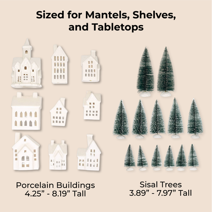 Winter Village LED Tea Light 31 Piece Porcelain Tabletop Christmas Figurine Boxed Set