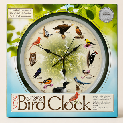 Limited Edition 20th Anniversary Singing Bird Wall Clock, 13 Inch, Green