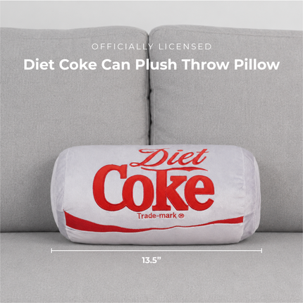 Coca Cola Diet Coke Can Classic Gray Embroidered Plush Throw Pillow, 13 in