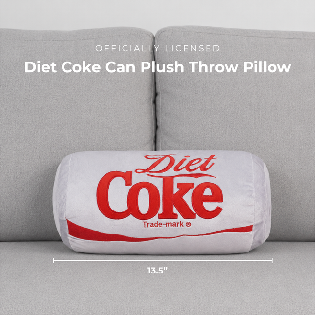 Coca Cola Diet Coke Can Classic Gray Embroidered Plush Throw Pillow, 13 in