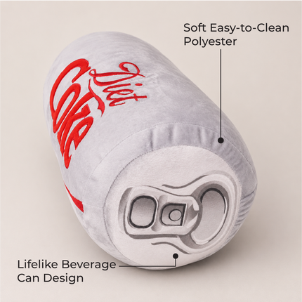 Coca Cola Diet Coke Can Classic Gray Embroidered Plush Throw Pillow, 13 in