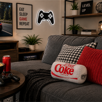 Coca Cola Diet Coke Can Classic Gray Embroidered Plush Throw Pillow, 13 in