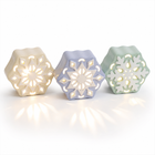 Ceramic Snowflake Winter Decor LED Tabletop Lights, 4 Inch, Set of 3
