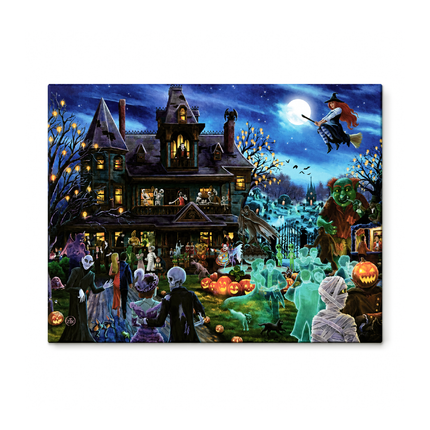 Zac Kinkade Ghoulish Gathering 16x12 LED Fiber Optic Lighted Canvas Art