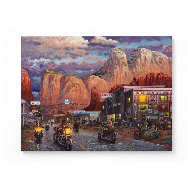 Zac Kinkade Get Your Kicks on Route 66 16x12 LED Lighted Canvas Wall Art