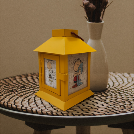 Peanuts 75th Anniversary Happiness is Metal Flameless LED Coach Lantern, 6 Inch