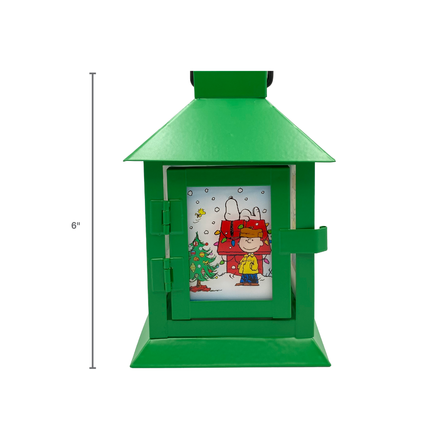 Peanuts Holiday Snoopy's Dog House Metal Flameless LED Coach Lantern, 6 Inch