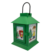Load image into Gallery viewer, Peanuts Holiday Snoopy&#39;s Dog House Metal Flameless LED Coach Lantern, 6 Inch, Green
