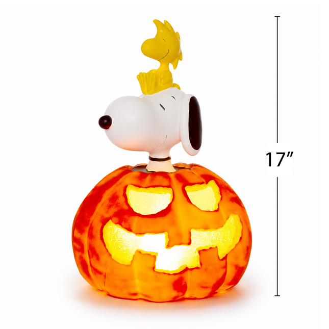Peanuts Snoopy & Woodstock 17-Inch Jack O' Lantern Halloween Porch Greeter
