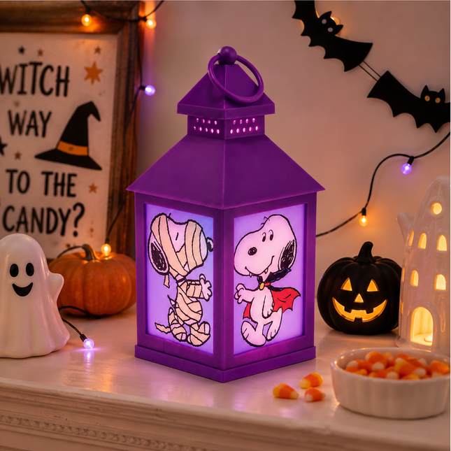 Peanuts Gang Snoopy in Costume Halloween LED Lantern, 9.5 Inch, Purple