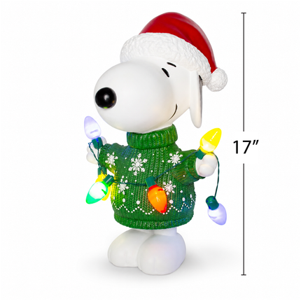 Peanuts Snoopy with C7 Bulbs Christmas LED Outdoor Door Greeter Statue, 17"